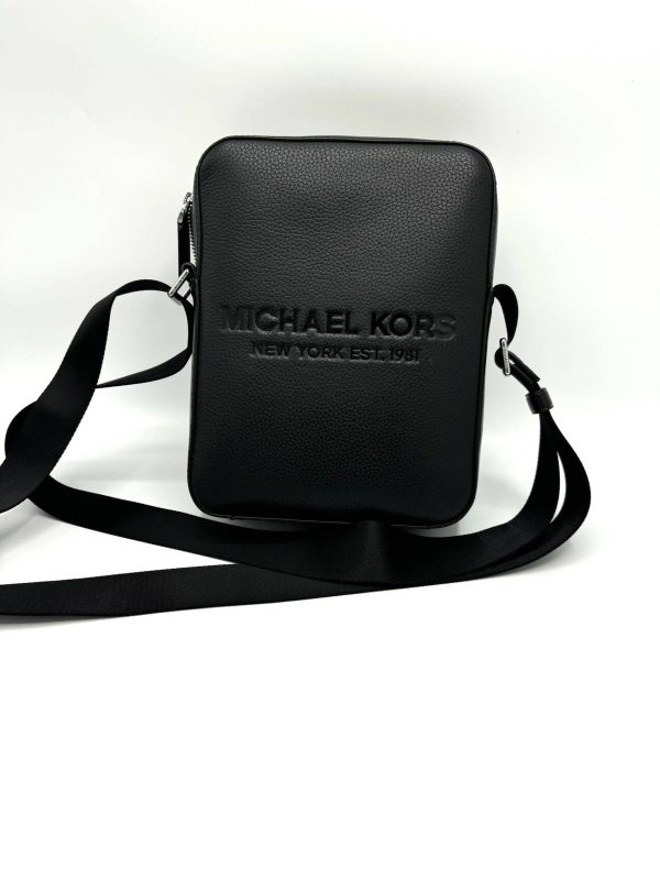 Michael Kors Men Black Leather Messenger Bag