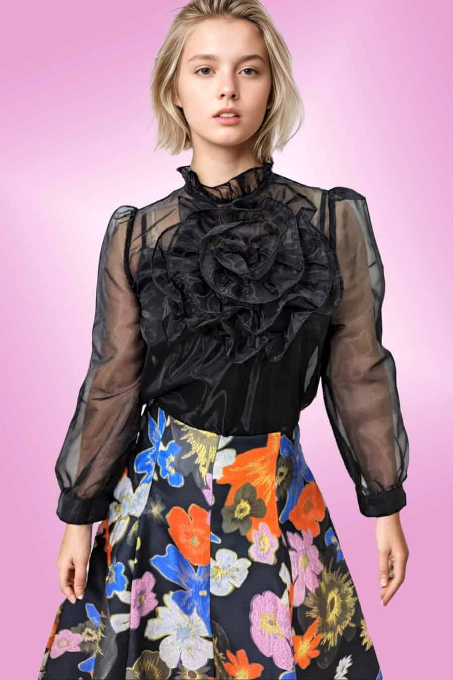 New – NBN Black Rose Mesh Top (XL)
