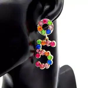 No 5 Dangling Pearls On Circle Pearl Stud Earrings Multi