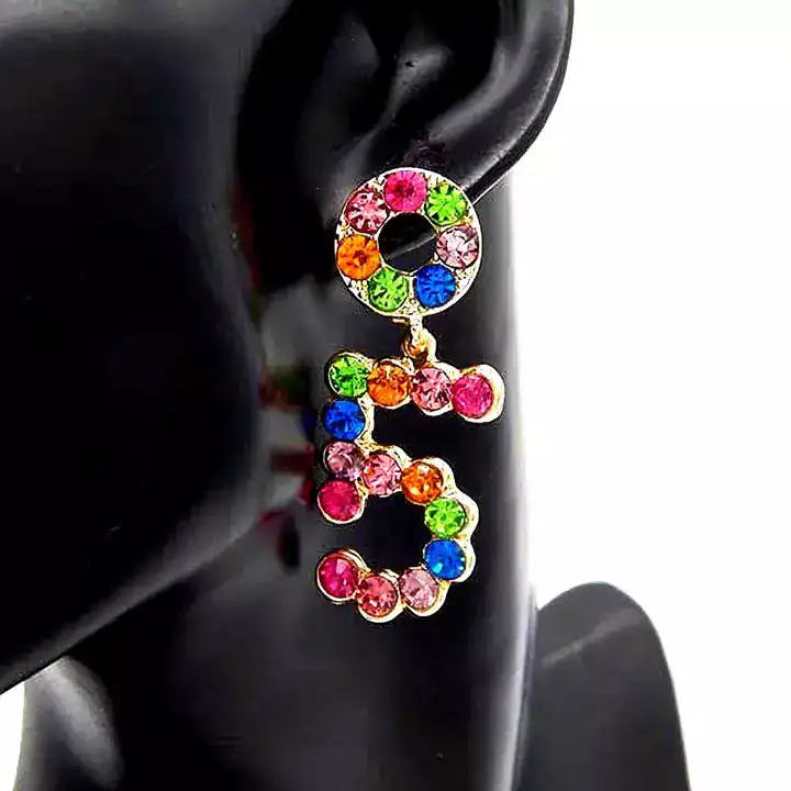 No 5 Dangling Pearls On Circle Pearl Stud Earrings Multi