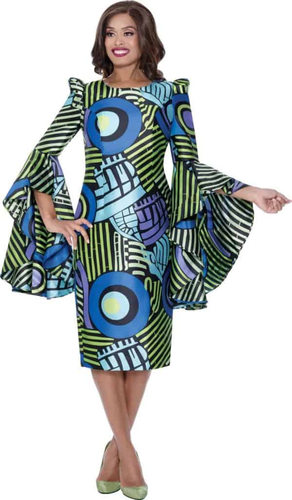New - Nubiano Blue Multi Dress (Size 18)