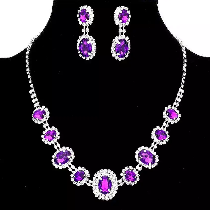 Oval Shape Rhinestone Princess Set