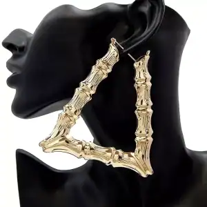 Polished Bamboo Hollow Triangle Hoop Earrings (SOLD  Out)