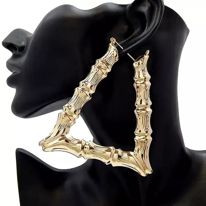Polished Bamboo Hollow Triangle Hoop Earrings (SOLD  Out)