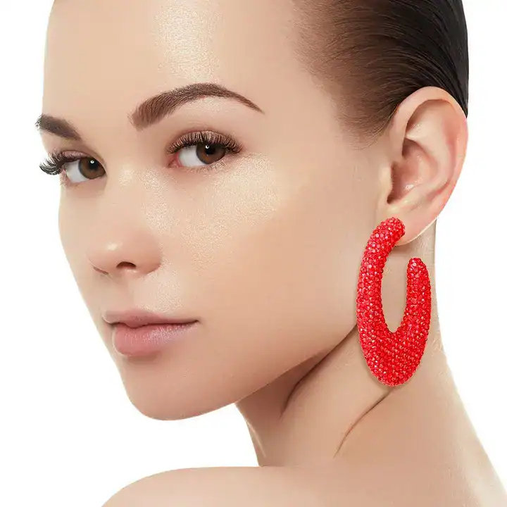 New – Red Stone Crusted Hoops