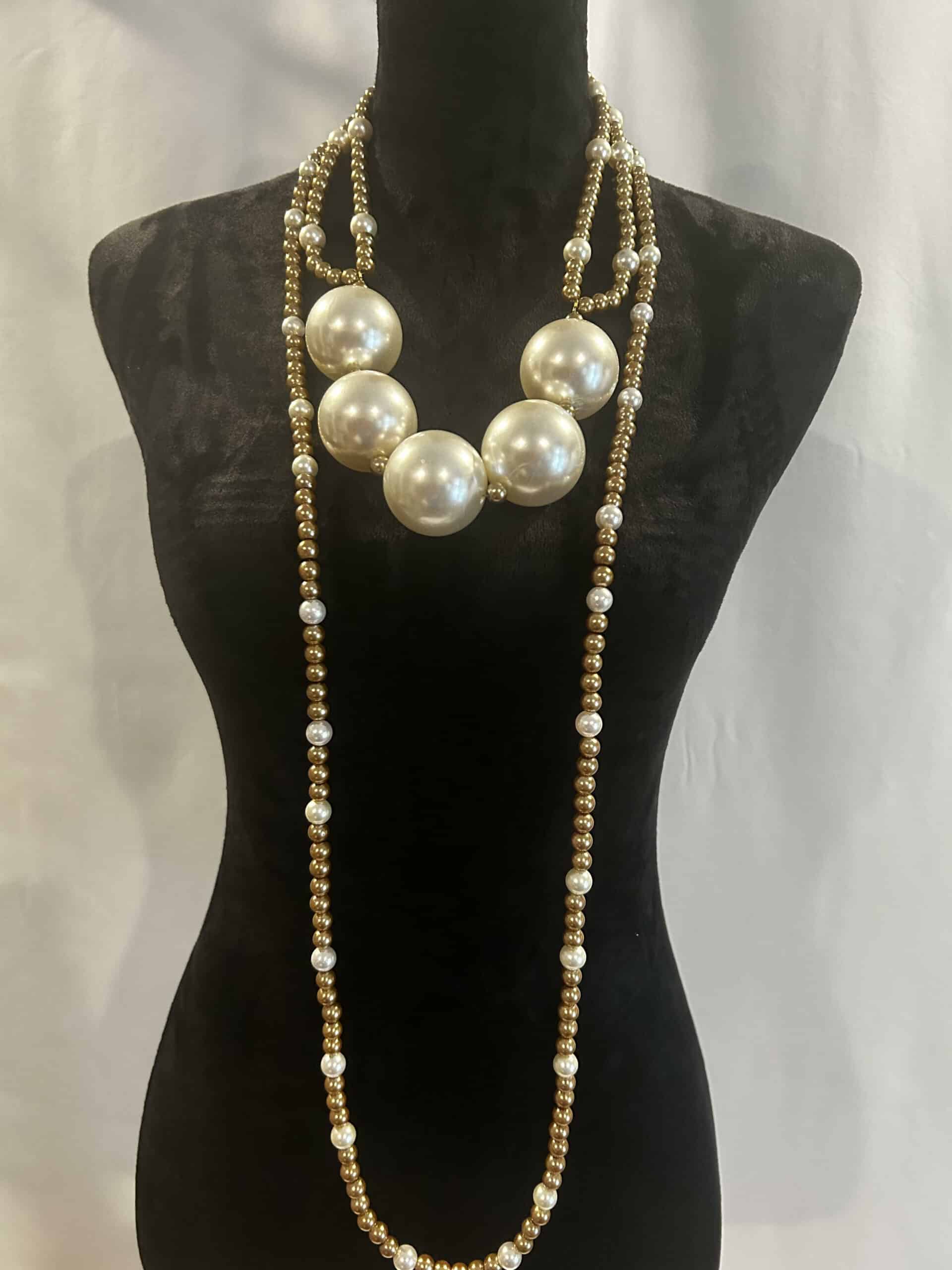 SOLD Custom 2Pc Big Pearl Ball Necklace