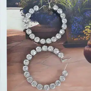 Rhinestone Hoop Earring Silver