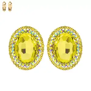 Rhinestone Oval Rhinestone Clip-On Earrings (Color Selections)