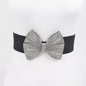Rhinestone Ribbon Plus Size Elastic Belt