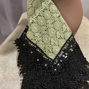 Scarf - Lap Scarf Light Green with Black Lace  (Small)