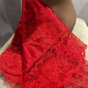 Scarf - Lap Scarf Red with Red Lace (Med Size)