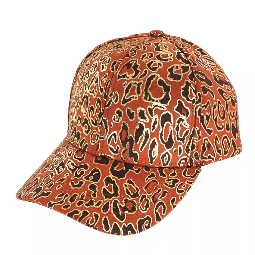 Tan Leopard Print Baseball Cap Rust Gold