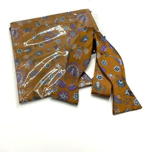 Verse IX Bow Tie with Matching Brown Paisley Scarf - S11