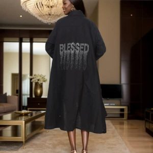 New - BLESSED Bling  - Button Down Shirt Dress (Fits Sizes 4-22)