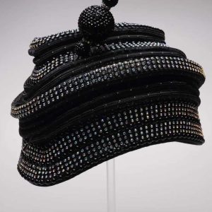 New - Black Rhinestone Tube Hat w/ Hat Pin