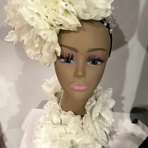 New - Custom Off-White Fascinator w/Shoulder or Neck Wrap (Set)