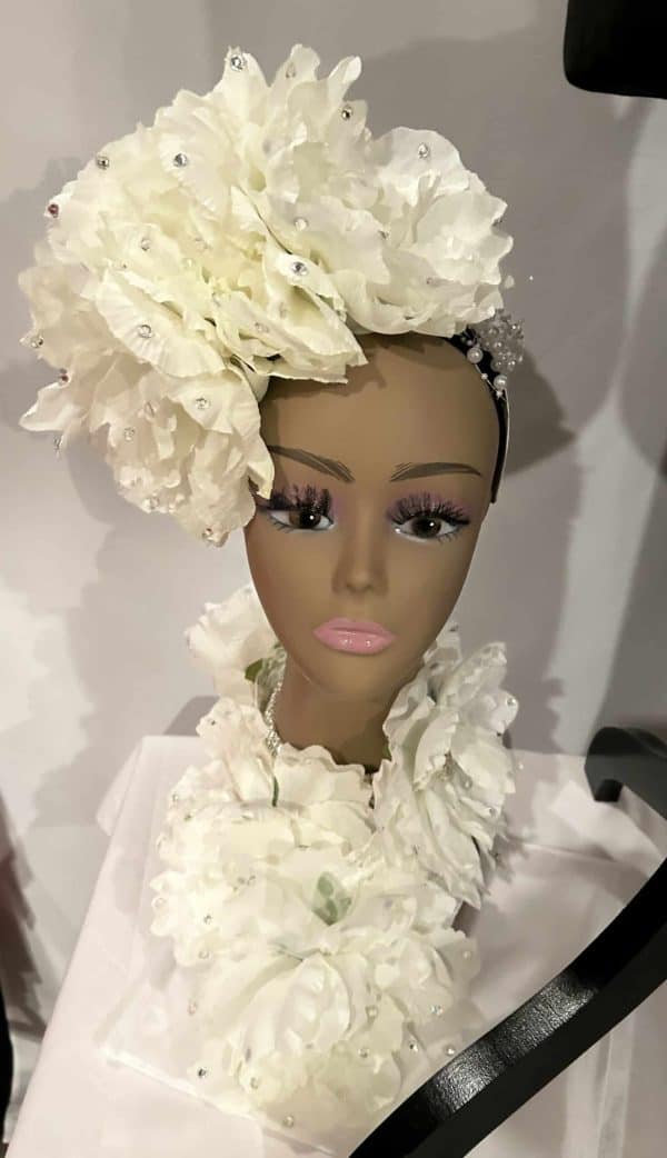 New - Custom Off-White Fascinator w/Shoulder or Neck Wrap (Set)