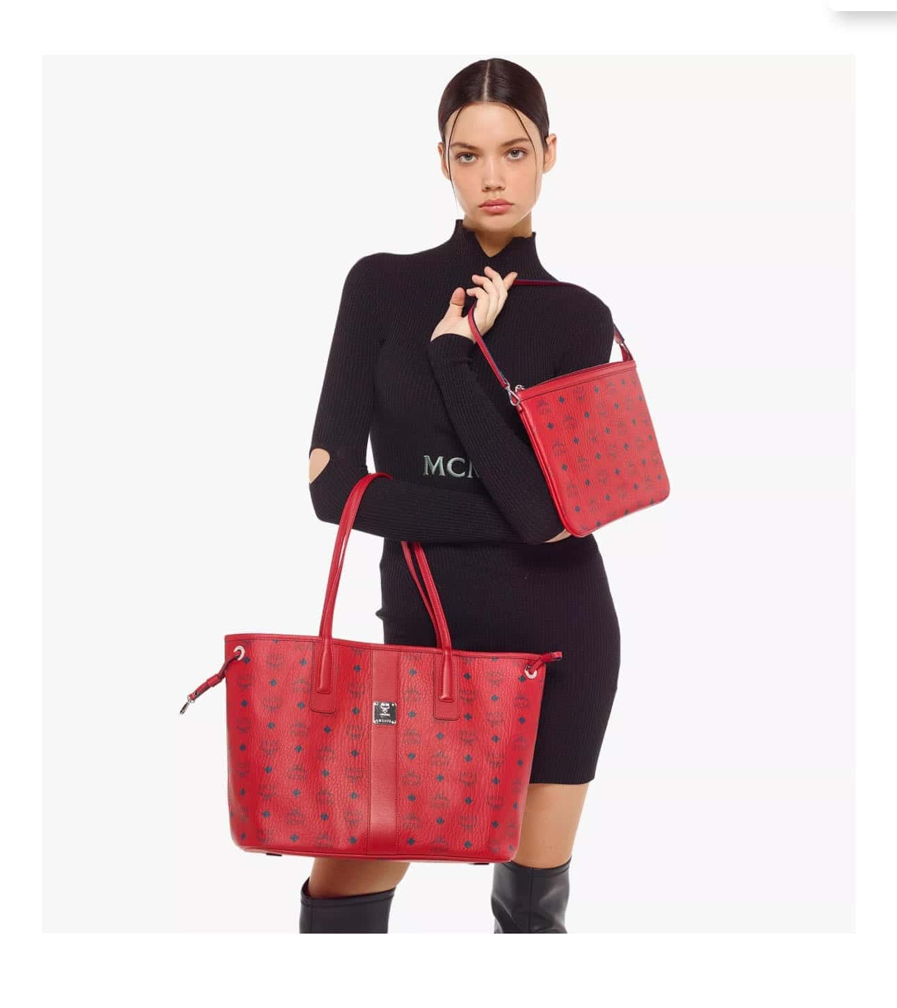 New – MCM Large Reversible Liz Red w/Small Wristlet