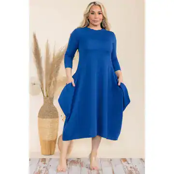New – Royal Blue Textured Midi Dress (3 Size Selection)