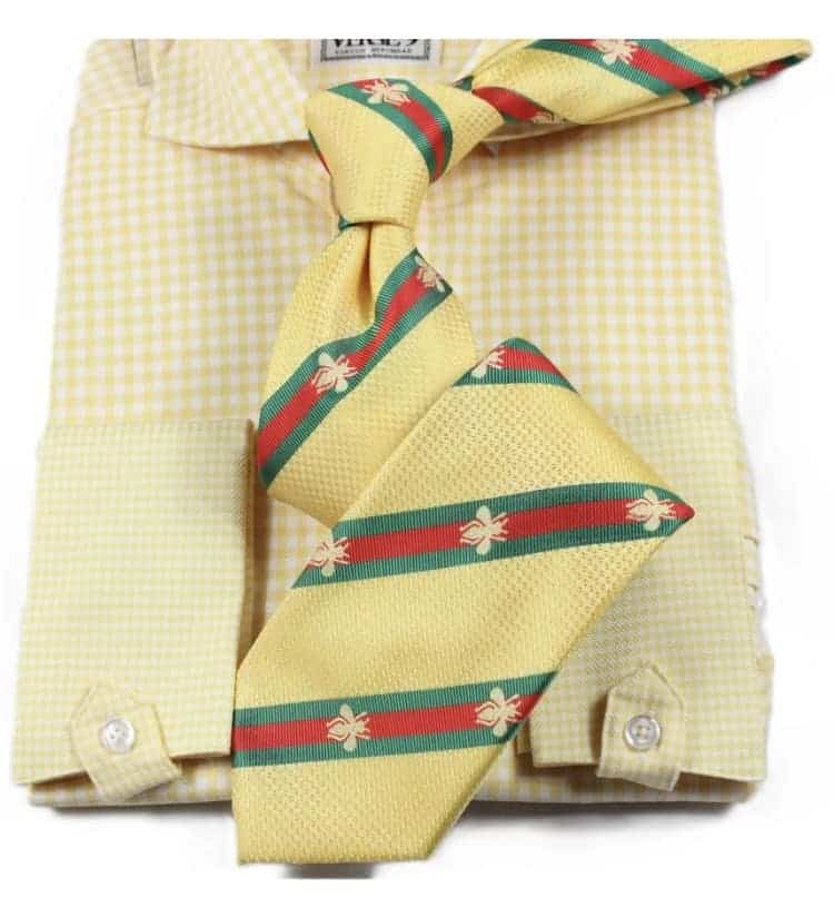 New – GG Butterfly Yellow Luxury Tie w/ Hanky  (Oh Yes)
