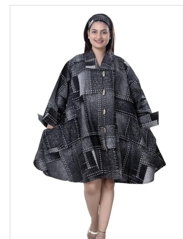 New - Big Button Shirt Dress Black (One Size)