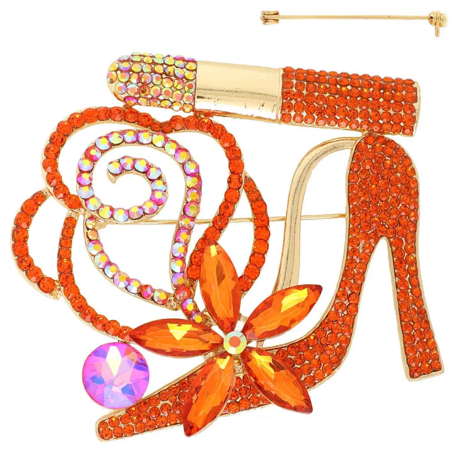 Glam Girl Lip Stick/High Heel Brooch Pin (Color Selections)
