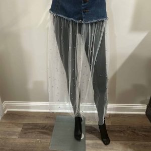 Denim Tulle Overlay Skirt (2XL)