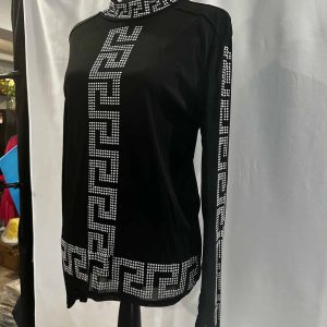 Designer Black Bling Top (Fits 1X-2X)