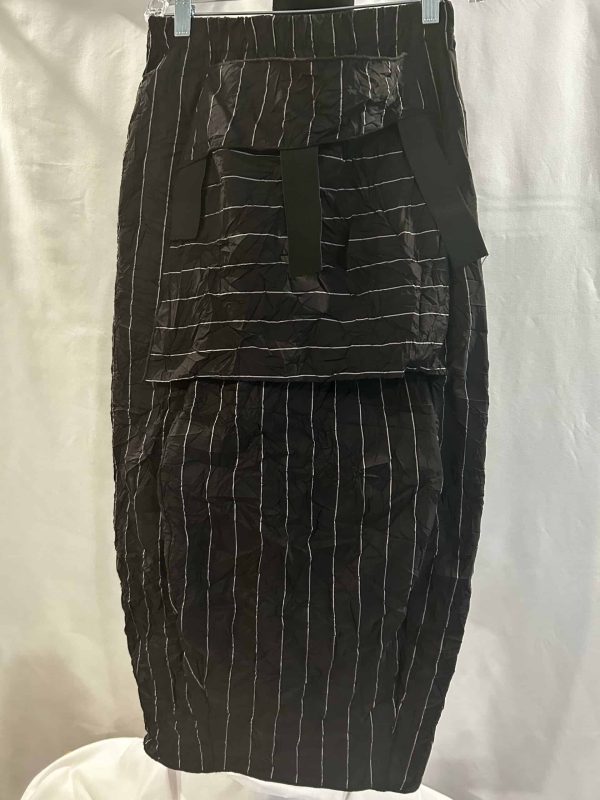 Designer Black Pin-Stripe Big Pocket Skirt (Fits SM-MED)
