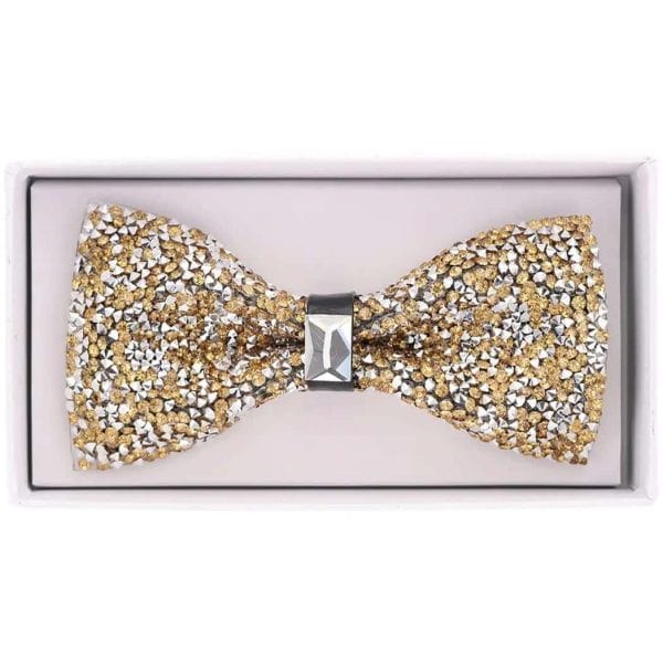 Designer Rhinestone Bow Tie (Gold)