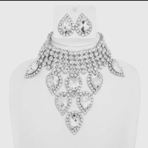 Gemstone Chocker Necklace (2 Color Selections) (Silver Sold) - Image 2