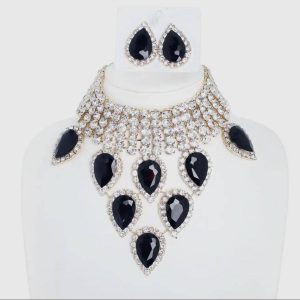 Gemstone Chocker Necklace (2 Color Selections) (Silver Sold)