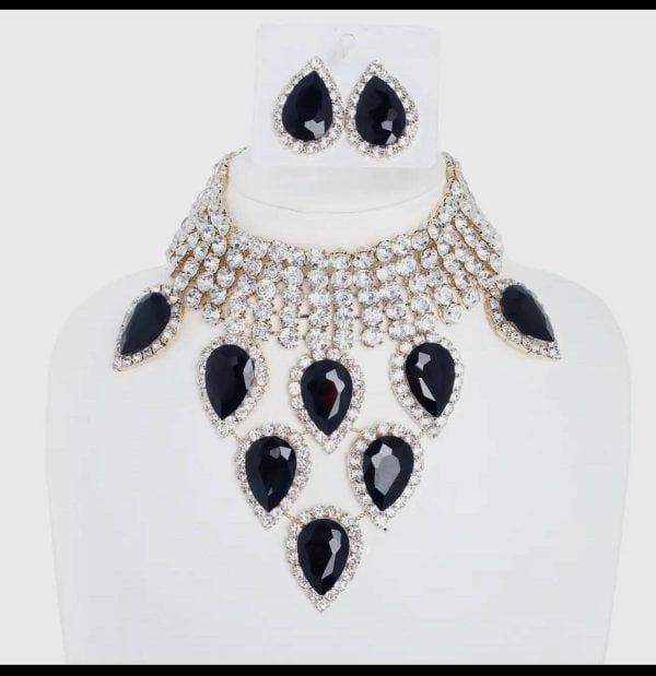 Gemstone Chocker Necklace (2 Color Selections) (Silver Sold)