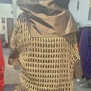 Designer High End - Khaki Net Cowl Light Collar Top (One Size - O/S) (2 left)