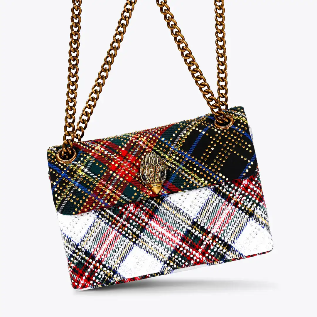New – Kurt Geiger Plaid Bling Crossbody