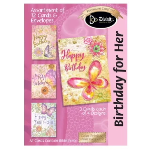 New - (12 CT) Birthday For Her Cards
