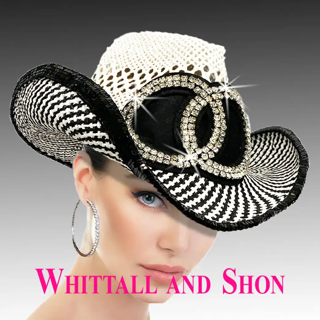 New – Black and White Cowboy Bling Hat (YES)