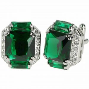 New - Designer Men Cufflinks (Green/Silver)