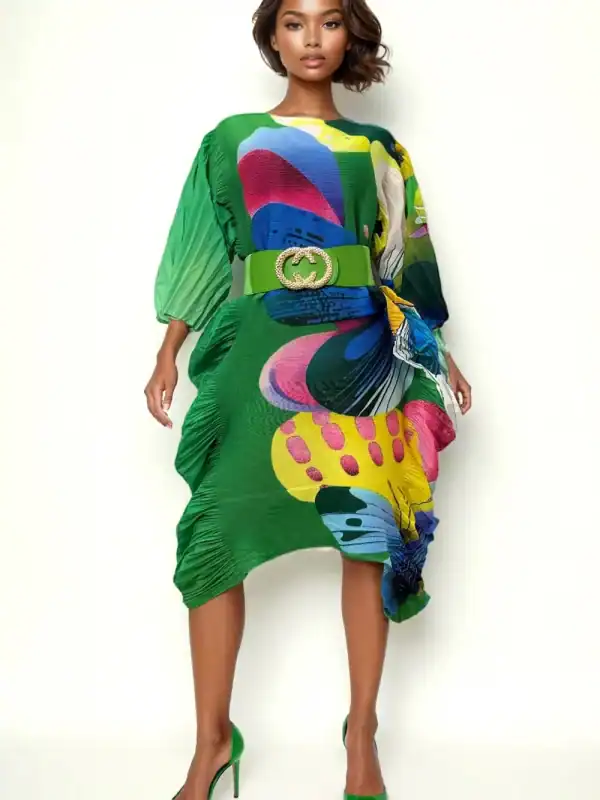 New - Designer Pleated Wave Dress (XXL)