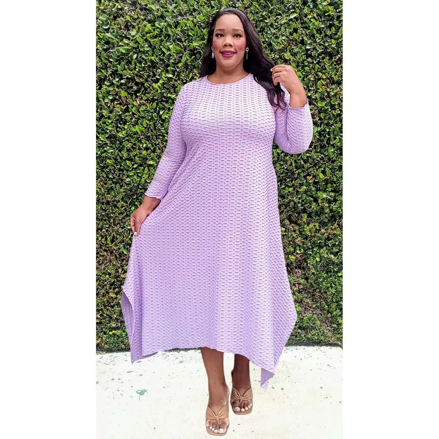 Midi Textured Lavender Dress (1X-3X) Selection (3X Sold)