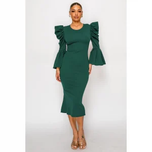 New - Cap Sleeve Hunter Green Dress (S-XL)  (SIze Selection - Runs Small)