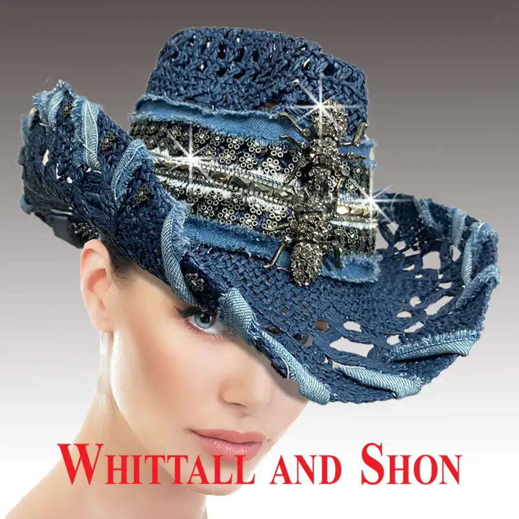 New – Denim Bling Cowboy Hat