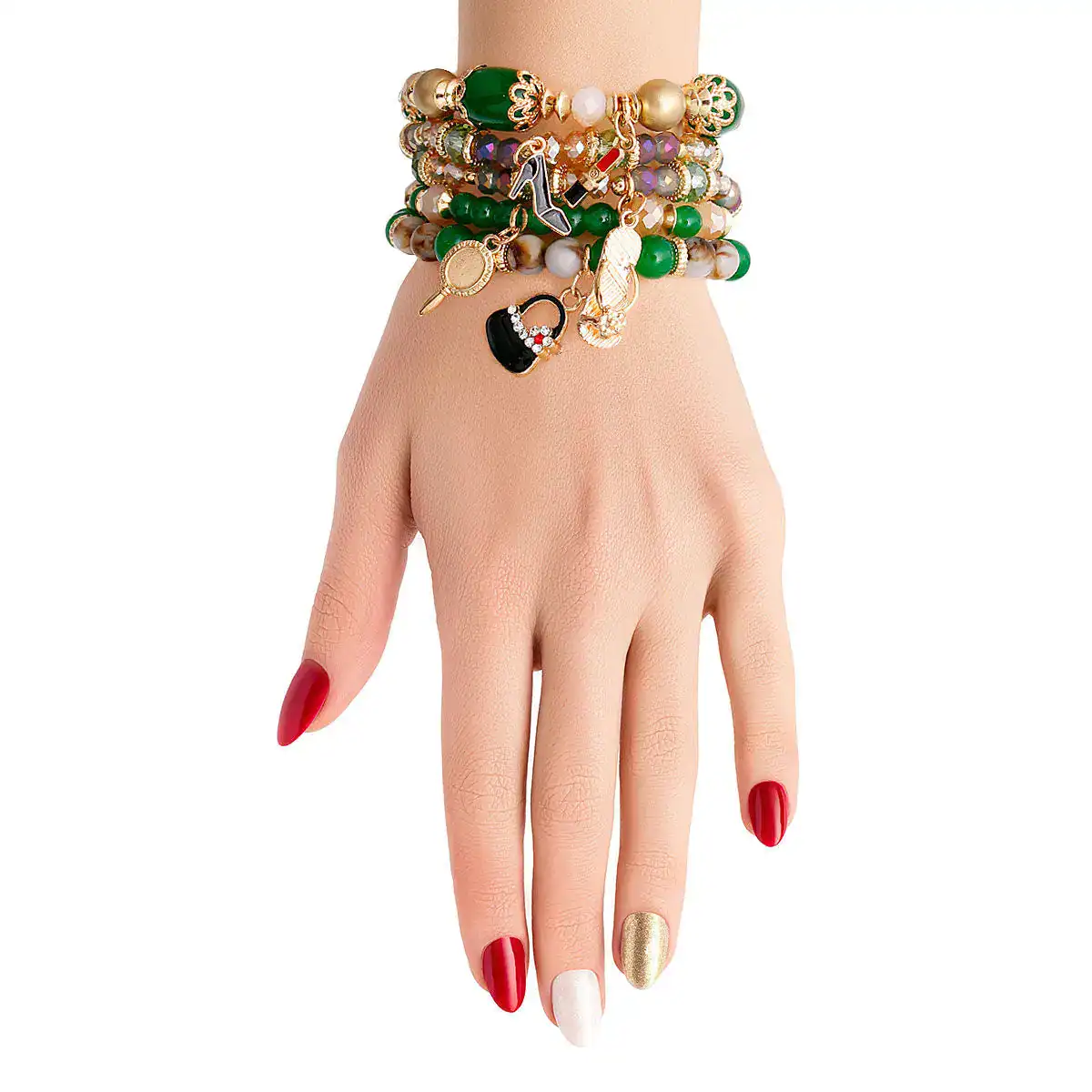 New – Green Bead Charm Bracelet
