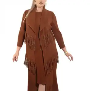 New - Luxe Moda 2 PC Cinnamon Fringe Duster Dress (2 Size Selection)