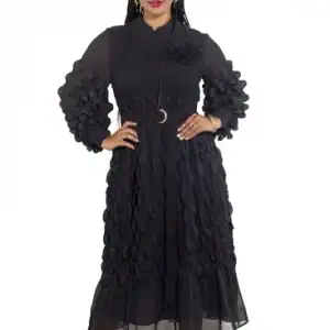 New - Luxe Moda Black Bouncy Ruffled Dress (Beautiful Fit) - XL