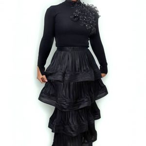 New - Black Layered Ruffled Skirt (Size Selections)