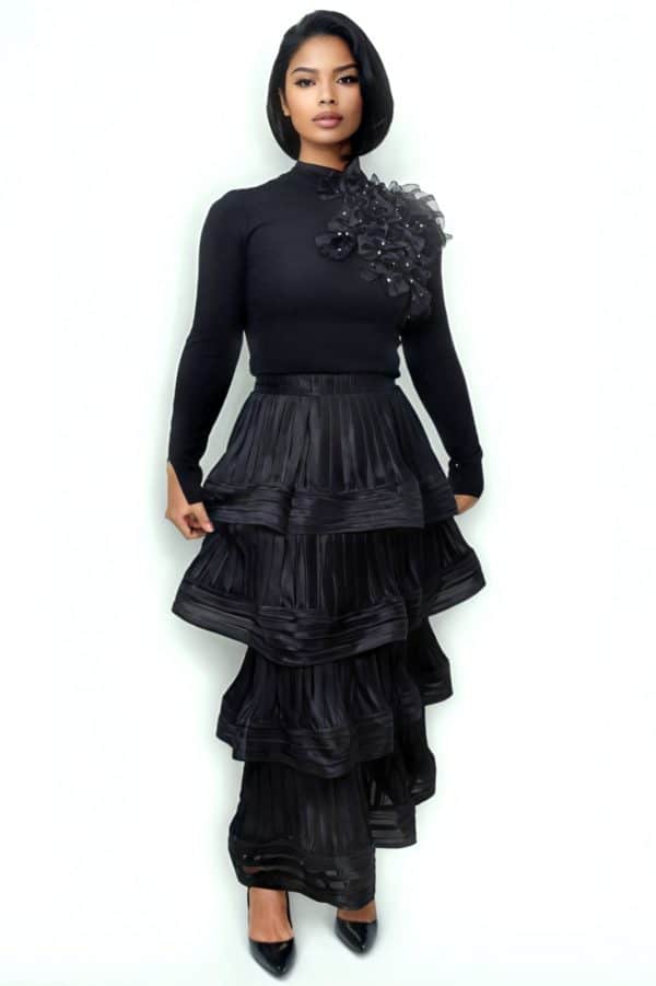 New - Black Layered Ruffled Skirt (Size Selections)