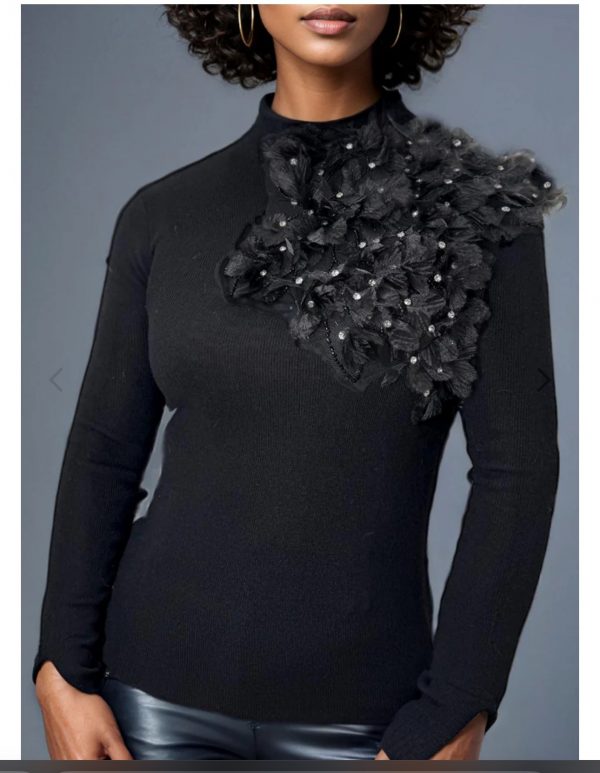 New - Designer Black Studded Sweater (Size Selection) - Only Med LEFT