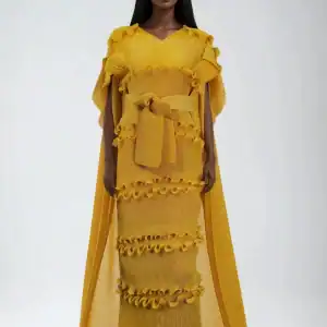 New - Designer Gold Ruffles Dress (O/S)