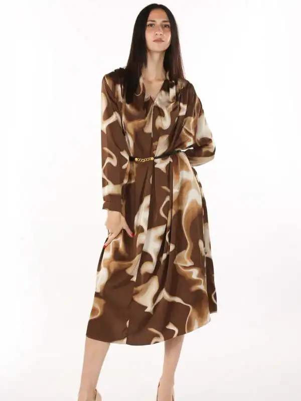 New - Designer Satin Long Dress (Coffee) O/S